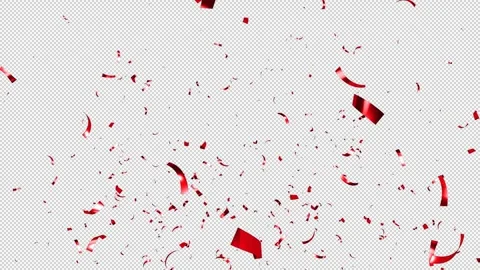 Red Confetti Falling on Alpha Background, Luma Matte Channel. Stock Footage 253231760
