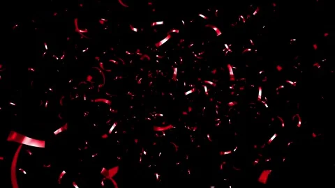 Red Confetti Falling on a a Black, Green, Blue and White Background. Stock Footage 253417700
