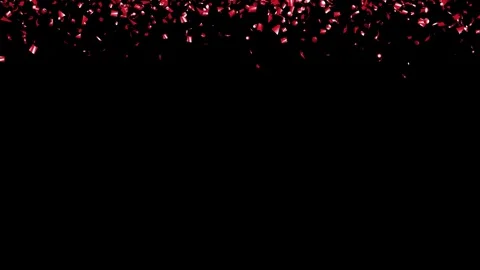 Red confetti falling on the black, green screen With Matte Channel Stock Footage 279876271