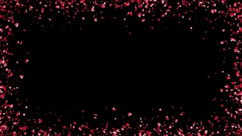 Red confetti falling on the black, green screen With Matte Channel Stock Footage 279876392