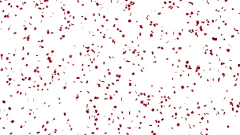 Red Confetti Falling Slowly Against a Clean White Background Stock Footage 342237928