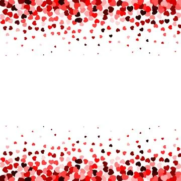 Red confetti heart borders. Background for Weddings or Mother's Day. Vector.. Stock Illustration