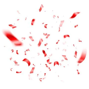 Red confetti isolated on white background. Birthday party background. Stock Illustration