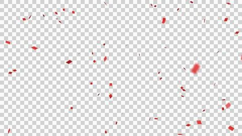 Red confetti over transparent background with depth of field. 3D render. Stock Illustration