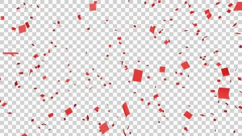 Red confetti over transparent background. 3D render. Stock Illustration
