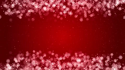Red confetti snowflakes bokeh lights frame border red Merry Christmas loop Stock Footage