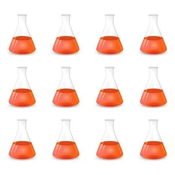 Red conical flasks, scientific background Stock Illustration