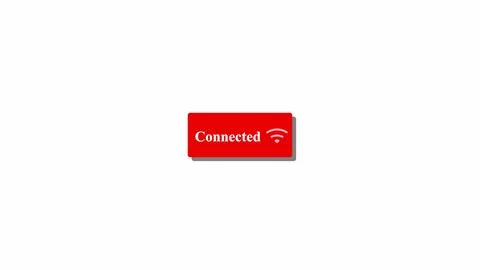 Red connected button with Wi-Fi symbol on a white background. Stock Illustration