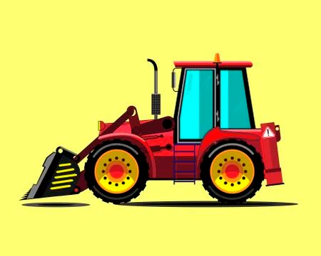 Red construction bulldozer Stock Illustration