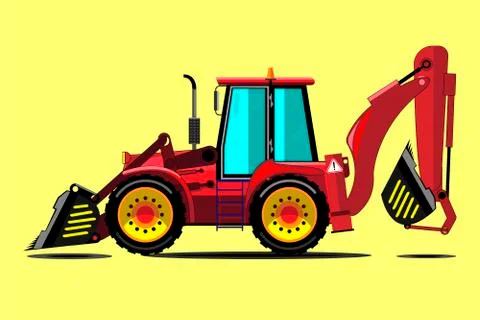 Red construction bulldozer Stock Illustration