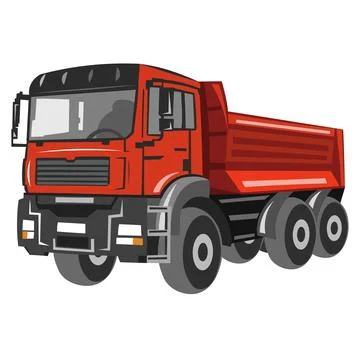 Red construction truck vector image on white background Stock Illustration