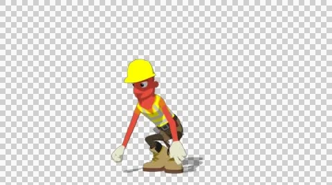 Red Construction Worker 'Jump Screen Left' Connectable Character Animation Stock Footage 52212498