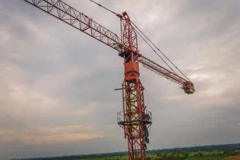 Red constrution crane Foto stock