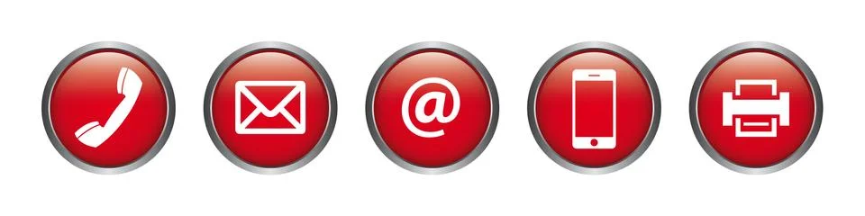 Red Contact Buttons Vector Hotline Phone E-Mail Fax Communication vector Stock Illustration