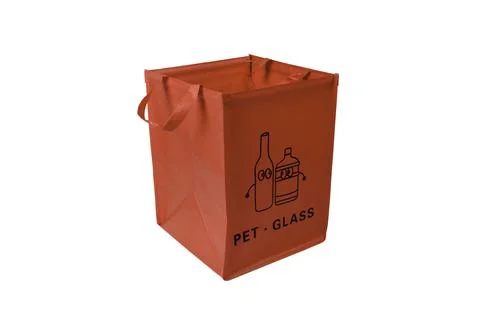 Red container for collecting plastic and bottles on a white background. Stock Photos