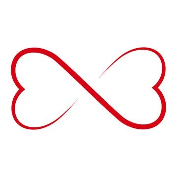 Red continuous loop forming infinity heart symbol eternal connection イラスト素材