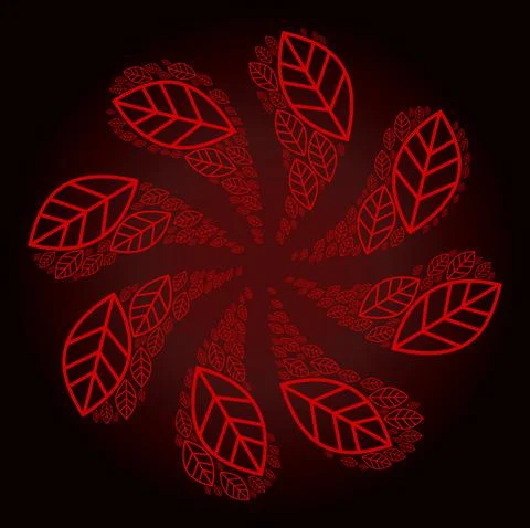 Red Contour Leaf Icon Rotation Motion Stock Illustration