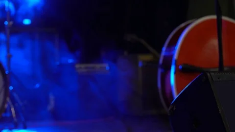 Red contrabass on stage Stock Footage 83994327