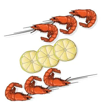 Red cooked prawn or tiger shrimp vector illustration isolated on white backgr Stock Illustration