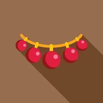 Red coral beads necklace on string jewelry fashion icon Stock Illustration