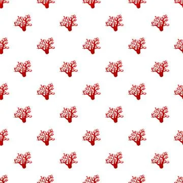 Red coral branches seamless pattern on white background Stock Illustration