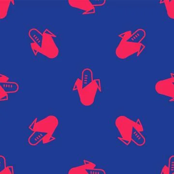 Red Corn icon isolated seamless pattern on blue background. Vector Stock Illustration