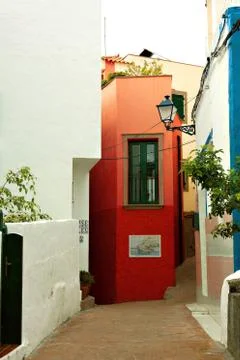 Red Corner house Stock Photos