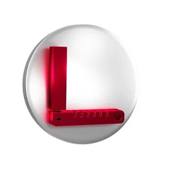 Red Corner ruler icon isolated on transparent background. Setsquare, angle .. Illustrazione stock