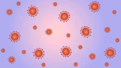 Red coronavirus cells on blue background. Protection against a viral pandemic Stock Illustration