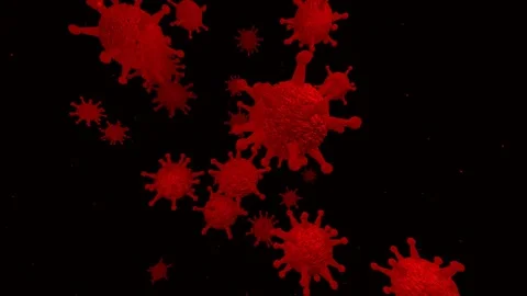 Red Coronavirus Cells Floating in Microscopic Animation 库存影片 344756020