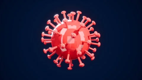 Red coronavirus model with spikes on dark blue backdrop. 3d rendering 库存影片 340403747