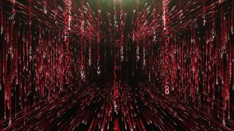 Red corridor from the matrix code Stock Illustration