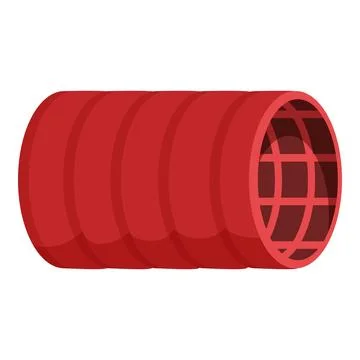 Red corrugated drainage pipe creating underground tunnel Stock Illustration