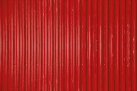 Red corrugated metal sheet texture background 写真素材