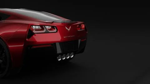 Red Corvette Stingray C7 3D Render Studio Stock Photos