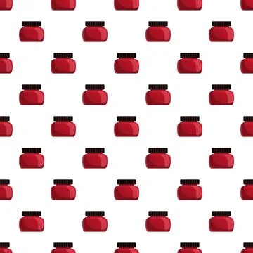Red cosmetic jars creating a seamless pattern Stock Illustration