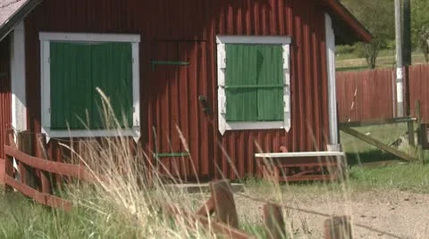 A red cottage Stock Footage 11287022