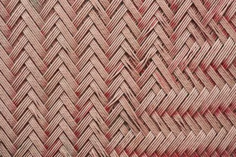 Red cotton rope pattern interwoven for making traditional beds. Stock Photos