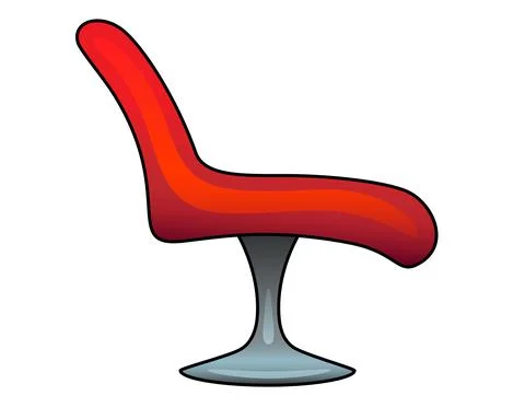 Red Couch on a spinning leg - vector full color illustration. Swivel Chair Stock Illustration