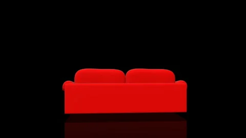 Red Couch turns on itself - loop animation Video stock 251686553