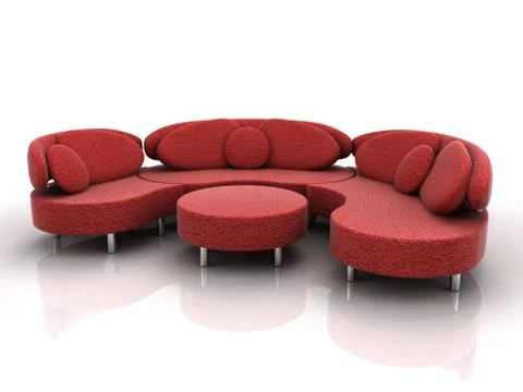 Red couch on white background Stock Illustration