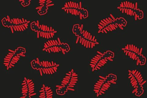 Red Countur Lizards Seamless Pattern Stock-Illustration