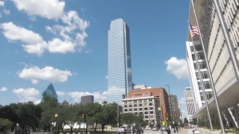 Red Courthouse/Dallas Skyline Stock Footage 80204946