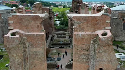 Red Courtyard Basilica - Pergamon Stock Footage 292729514