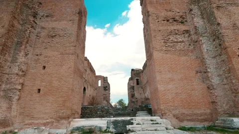Red Courtyard Basilica - Pergamon Stock Footage 304515908