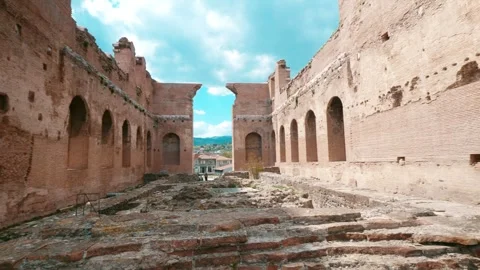 Red Courtyard Basilica - Pergamon Stock Footage 304516404