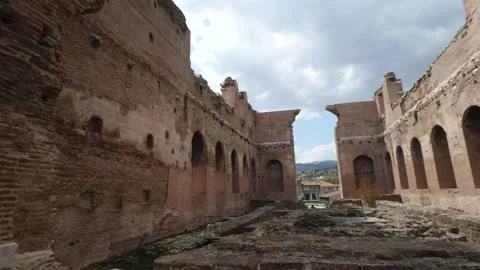 Red Courtyard Basilica - Pergamon Stock Footage 304516537