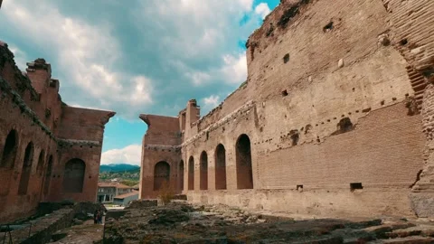 Red Courtyard Basilica - Pergamon Stock Footage 304516538