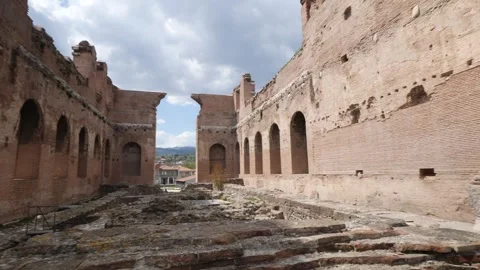 Red Courtyard Basilica - Pergamon Stock Footage 304516539