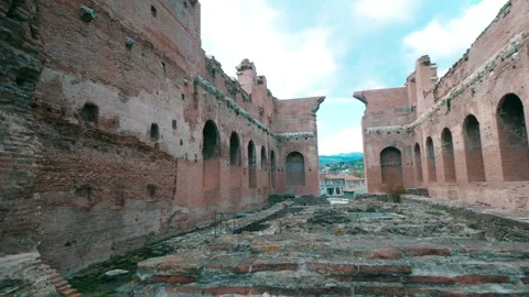 Red Courtyard Basilica - Pergamon Stock Footage 304516936